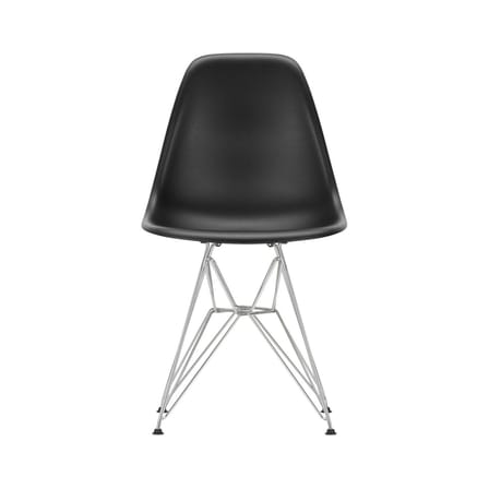 Chaise RE DSR - Eames Plastic Side Chair plastique noir / (1950) - Pieds chromés / Recyclé - Vitra