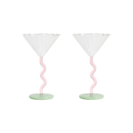 Set de 2 coupes à champagne Bold rose & vert / 15 cl - & klevering