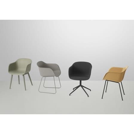 Fauteuil pivotant Fiber cuir marron / Rembourré - Cuir intégral - Muuto