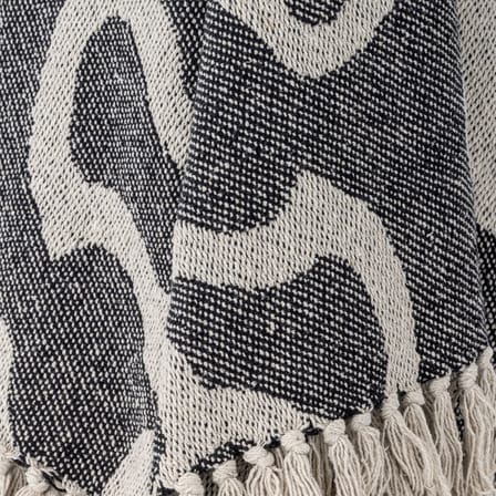 Plaid Salobre noir / 160 x 130 cm - Coton recyclé - Bloomingville