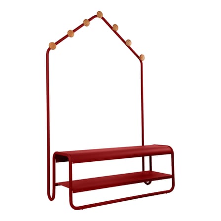 Vestiaire Funambule métal rouge / L 113 x P 47,5 x H 180 cm - Banc & portemanteau - Fermob