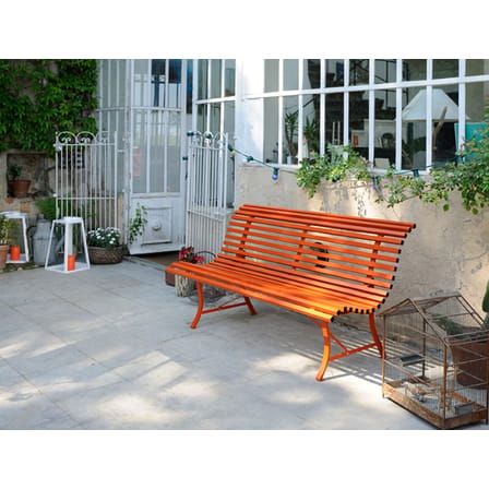 Banc avec dossier Louisiane métal rouge / L 200 cm - Métal - Fermob