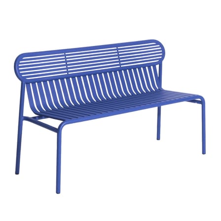 Banc avec dossier Week-End métal bleu / Aluminium - L 121 cm - Petite Friture