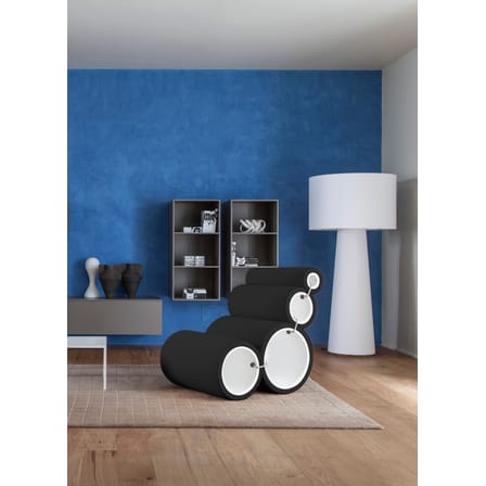 Fauteuil rembourré Tube tissu noir / Joe Colombo, 1969 - Modulable - Cappellini