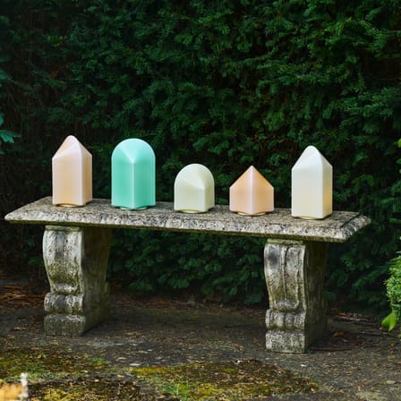 Kabellose, wiederaufladbare Außenlampe Parade glas weiß / H 16 cm - Hay