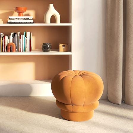 Pouf Claudie tissu jaune / Velours - Hartô