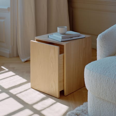 Table d'appoint Mass bois naturel / Tiroir - 40 x 40 x H 47 cm - NEW WORKS