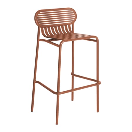 Tabouret haut empilable Week-end métal marron / Aluminium - H 80 cm - Petite Friture