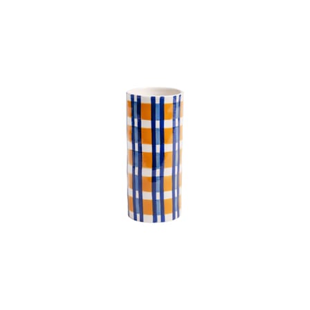Vase Clash Check céramique multicolore / Ø 8 x H 18 cm - Peint à la main - & klevering
