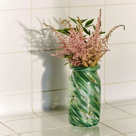 Vase Splash Roll Neck Small verre vert / Ø 11,3 x H 20,5 cm - Fait main - Hay
