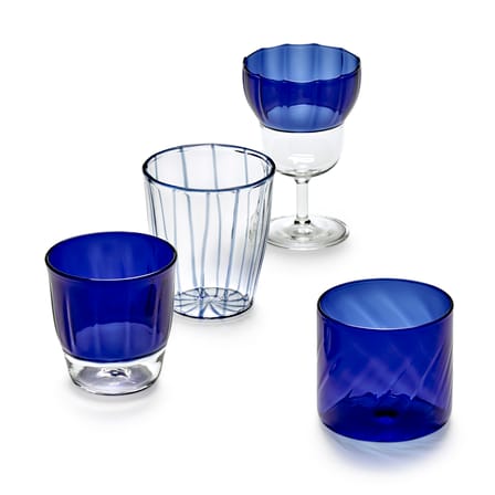 Yam 05 Wine glass glass blue / Set of 4 - Serax