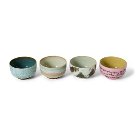 Bol 70s ceramics céramique multicolore / Set de 4 - Ø 13,5 x H 8 cm / 50 cl - HK LIVING