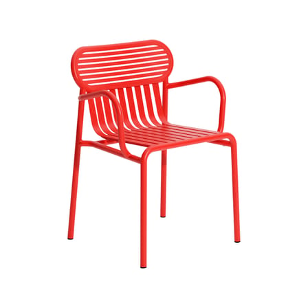 Fauteuil bridge empilable Week-end métal rouge / Aluminium - Petite Friture