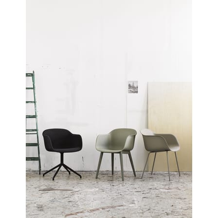 Fauteuil pivotant Fiber cuir marron / Rembourré - Cuir intégral - Muuto