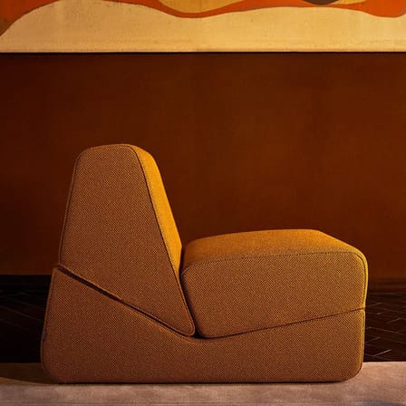 Chauffeuse convertible Galeotta tissu jaune / Fauteuil convertible - Réédition 1968 - Zanotta