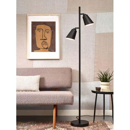 Lampadaire Bremen métal noir / 2 spots orientables - H 162 cm - It's about Romi