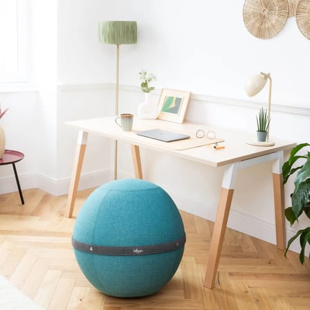 Pouf Original Regular bleu / Ergonomique - Ø 55 cm / Tissu chiné - BLOON PARIS
