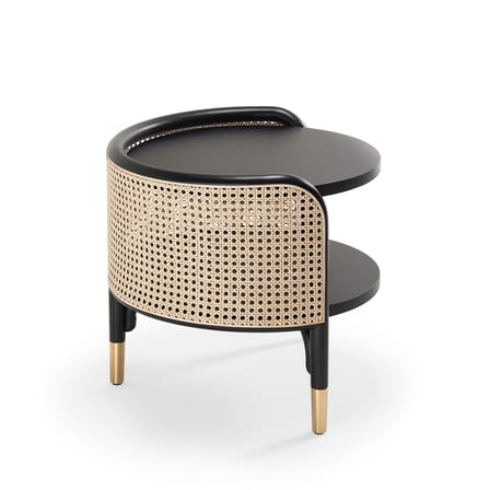Table d'appoint Mos fibre végétale bois noir beige / 50 x 47 cm - Cannage & bois - Wiener GTV Design
