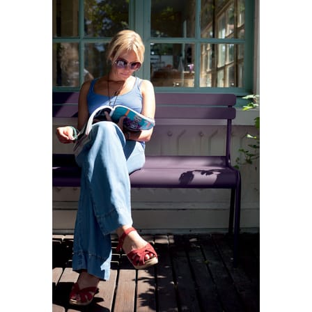 Banc avec dossier Luxembourg métal vert / 3 places - L 118 cm - Fermob