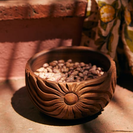Coupe Carved Medium bois marron / Ø 15 x H 8 cm - Sculpté main - HK LIVING