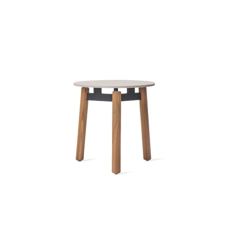 Lento End table ceramic white natural wood / Ceramic and teak - Ø 45 x H 44 cm - Vincent Sheppard