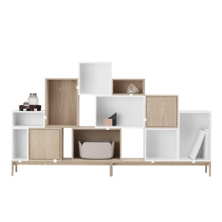 Étagère Stacked bois blanc / Large rectangulaire 65x43 cm / Avec fond - Muuto