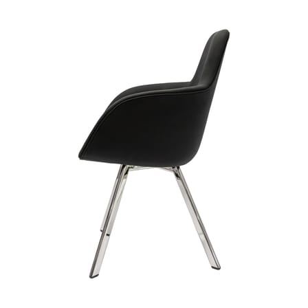 Fauteuil rembourré Scoop tissu noir / Dossier haut - Pieds métal - Tom Dixon