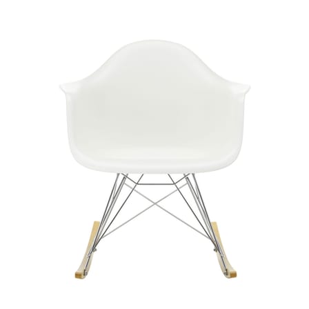 Rocking chair RAR - Eames Plastic Armchair plastique blanc / (1950) - Pieds chromés & bois clair - Vitra