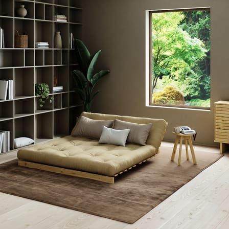 Schlafcouch Roots holz weiß / B 160 cm - 3 Positionen / Schwarze Struktur - KARUP