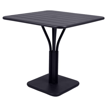 Table carrée Luxembourg métal gris / 80 x 80 cm - Pied central -  Aluminium - Fermob