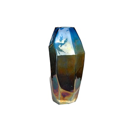 Vase Graphic Luster Medium verre bleu or / H 30 cm - Verre irisé - POLSPOTTEN