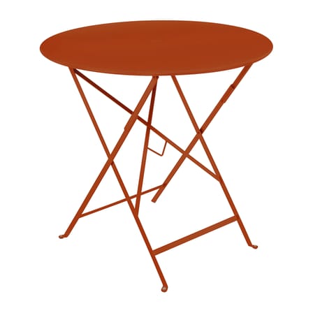 Table pliante Bistro métal orange /Ø 77 cm - 3/4 personnes - Trou pour parasol - Fermob