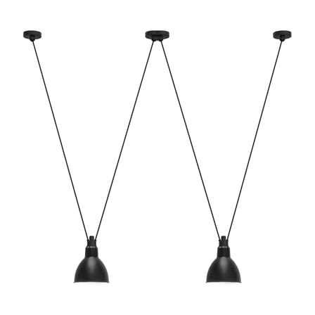 Suspension Acrobate N°324 métal noir / Lampe Gras - 2 abat-jours ronds - DCW éditions