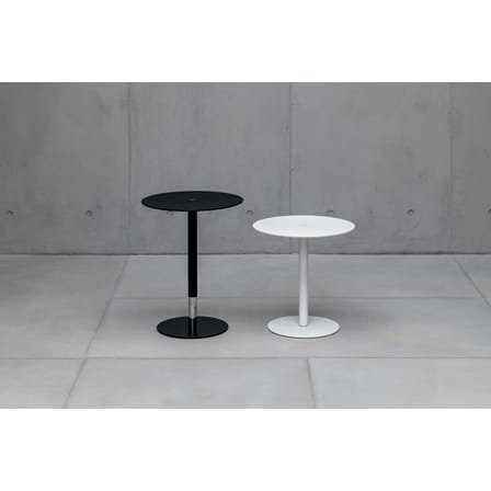 Table d'appoint Push the Button matériau composite blanc / Hauteur réglable - Ø 50 x H 50 à 73 cm / Fenix-NTM® - Kristalia