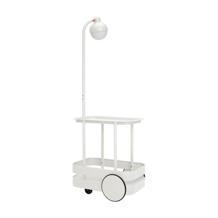 Desserte Jolly Trolley métal gris / Lampe sans fil recharge USB - 78 x 55 x H 200 cm - Fatboy