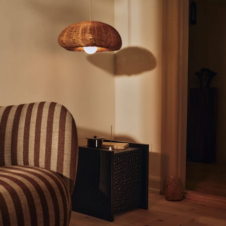 Paralume Rivan fibre beige / Tessuto a mano - Ø 45 cm - Ferm Living