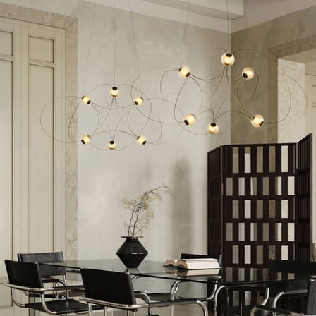 Pendelleuchte Munari 6 metall gold / LED - Ø 120 x H 45 cm / Vormontierte Version - DCW éditions