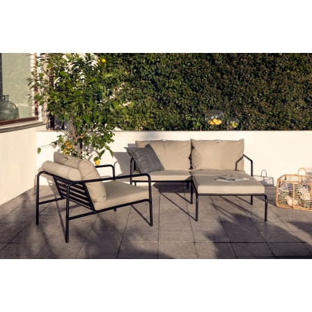 Pouf d'extérieur Avon métal tissu beige - Houe