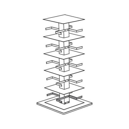 Bibliothèque rotative Ptolomeo métal noir H 110 cm / 4 faces - Livres vertical - Opinion Ciatti