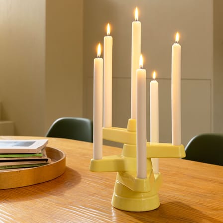 Chandelier Brute céramique jaune / H 22 cm - 6 bougies - & klevering