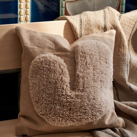 Coussin Lay tissu blanc beige / 50 x 50 cm - Ferm Living