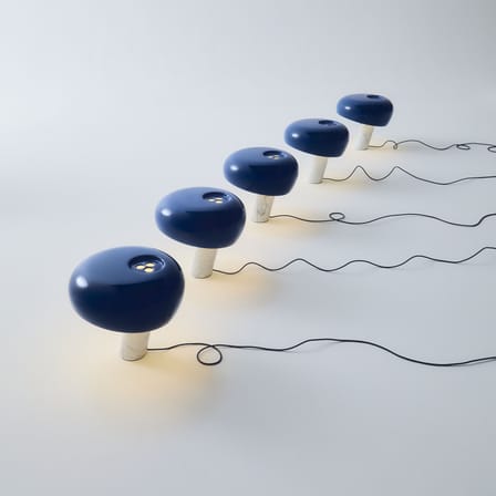 Lampe de table Snoopy métal bleu / Base marbre - Castiglioni, 1967 - Flos