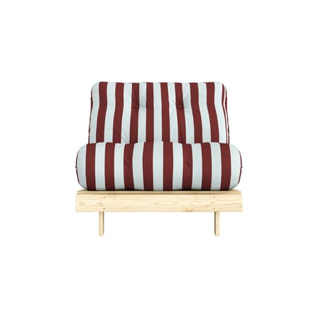 Fauteuil convertible Roots tissu rouge / Dormeuse & lit d'appoint - 3 positions / Structure pin clair - KARUP