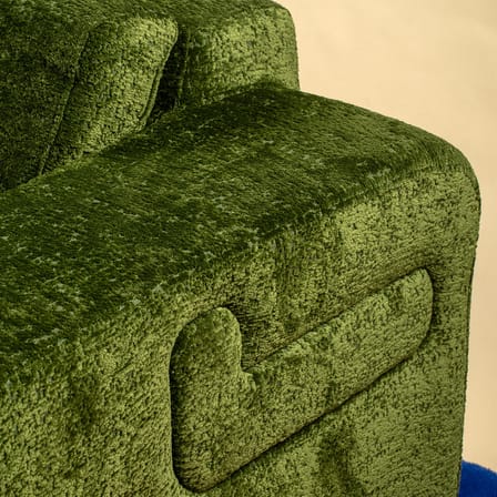 Canapé droit Giovana / L 230 cm - 3 places / Velours chenille vert olive - POPUS EDITIONS