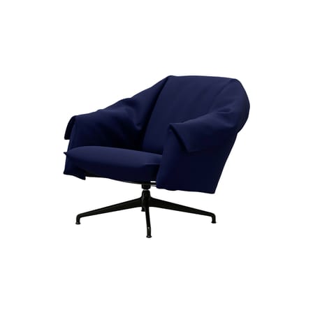 Fauteuil pivotant Bascule Lowback tissu bleu / Mécanisme d’inclinaison - Piètement 4 branches - Vitra