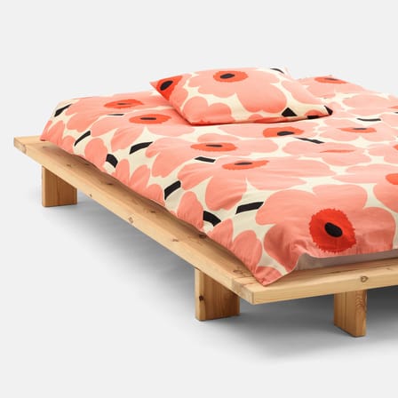 Taie d'oreiller 65 x 65 cm Unikko orange / Satin de coton biologique - Marimekko