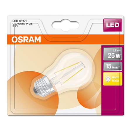 Ampoule LED E27 Mini Globe P45 Clear / 2,5W (= 25W) - Blanc chaud - Osram
