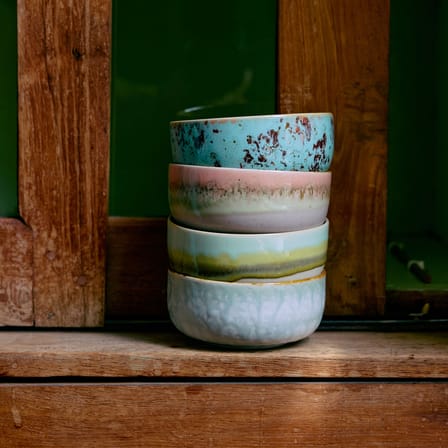 Coupelle 70s ceramics céramique multicolore / Set de 4 - Ø 12,5 x H 6 cm / 40 cl - HK LIVING