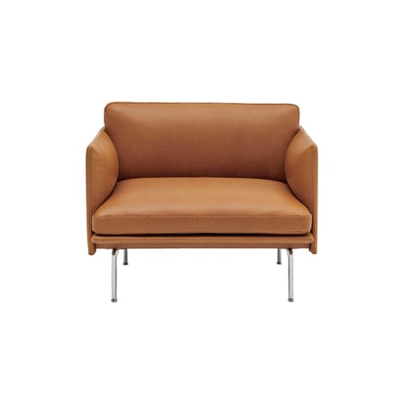 Fauteuil rembourré Outline cuir marron - Muuto