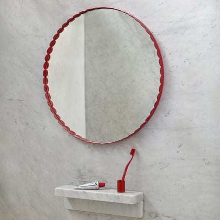 Miroir mural Arcs métal rouge / Ø 60 cm - Hay